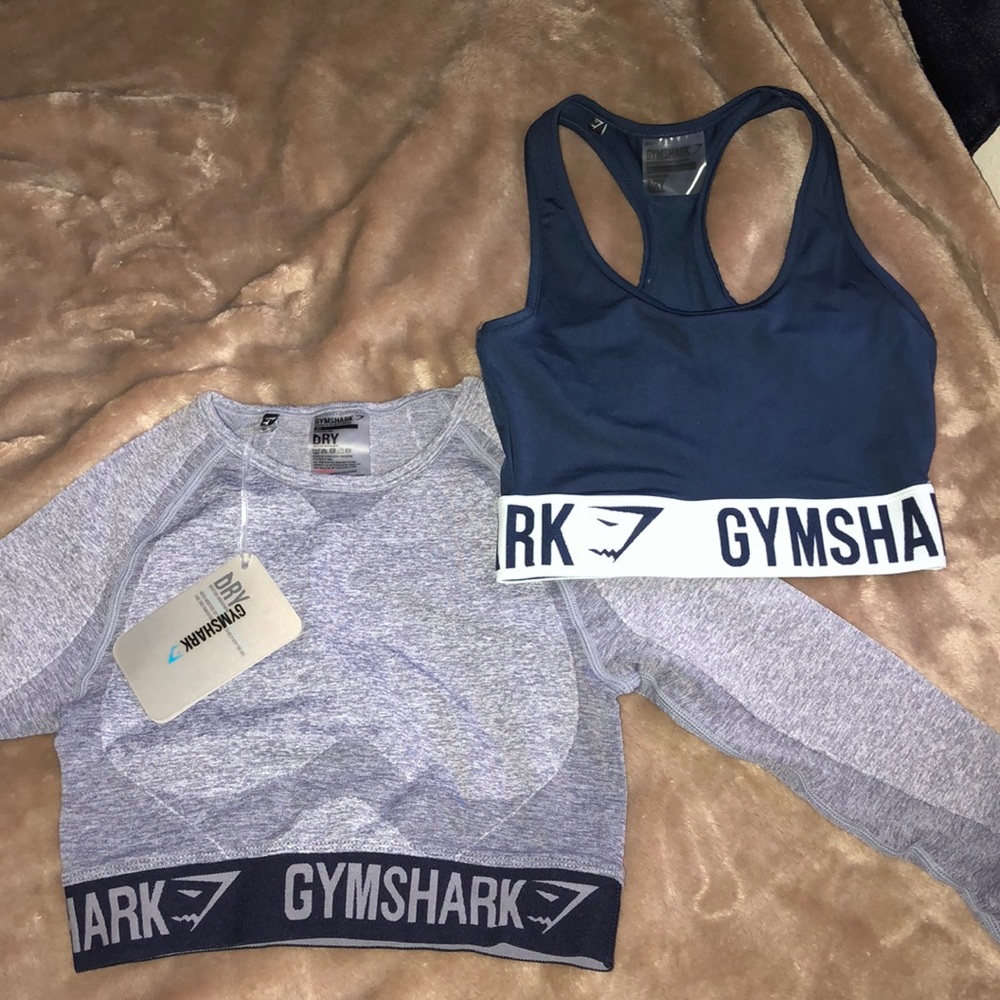 Gymshark flex long sleeve crop top and sports bra